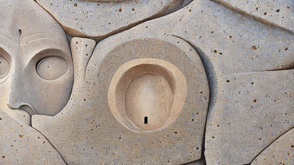 Abstract Stone Carving: Facial Elements and Textures with Smooth Lines