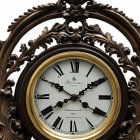 Vintage Clock with White Face and Roman Numerals in Dark Wooden Frame