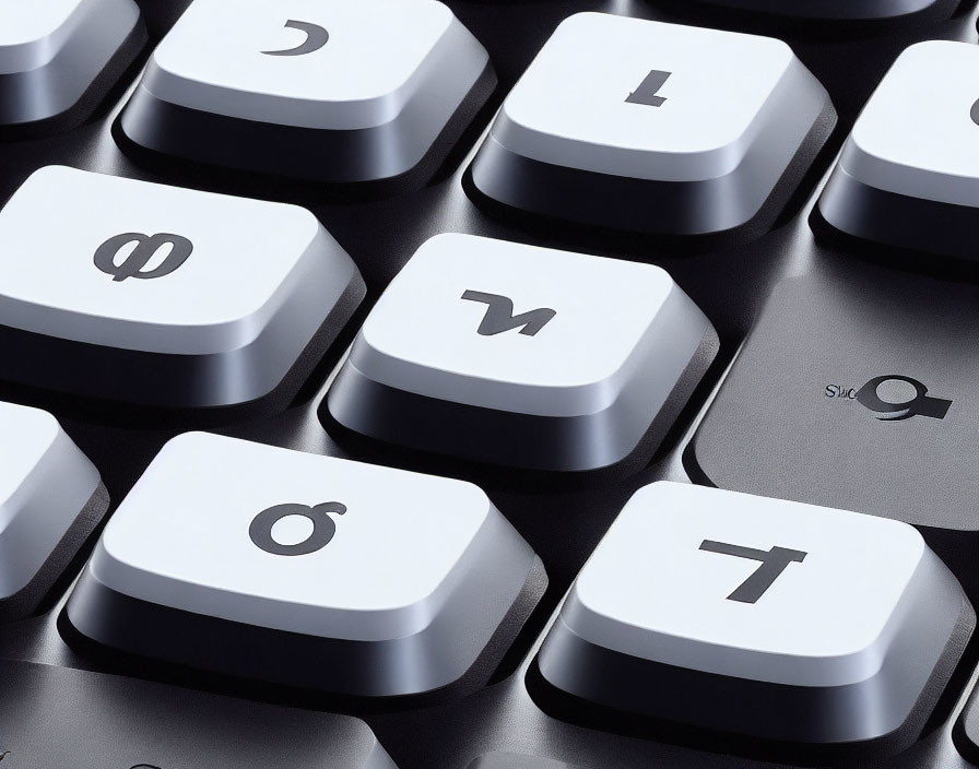 Detailed view of round-edged keyboard keys 6, 7, and 8 with shadows.