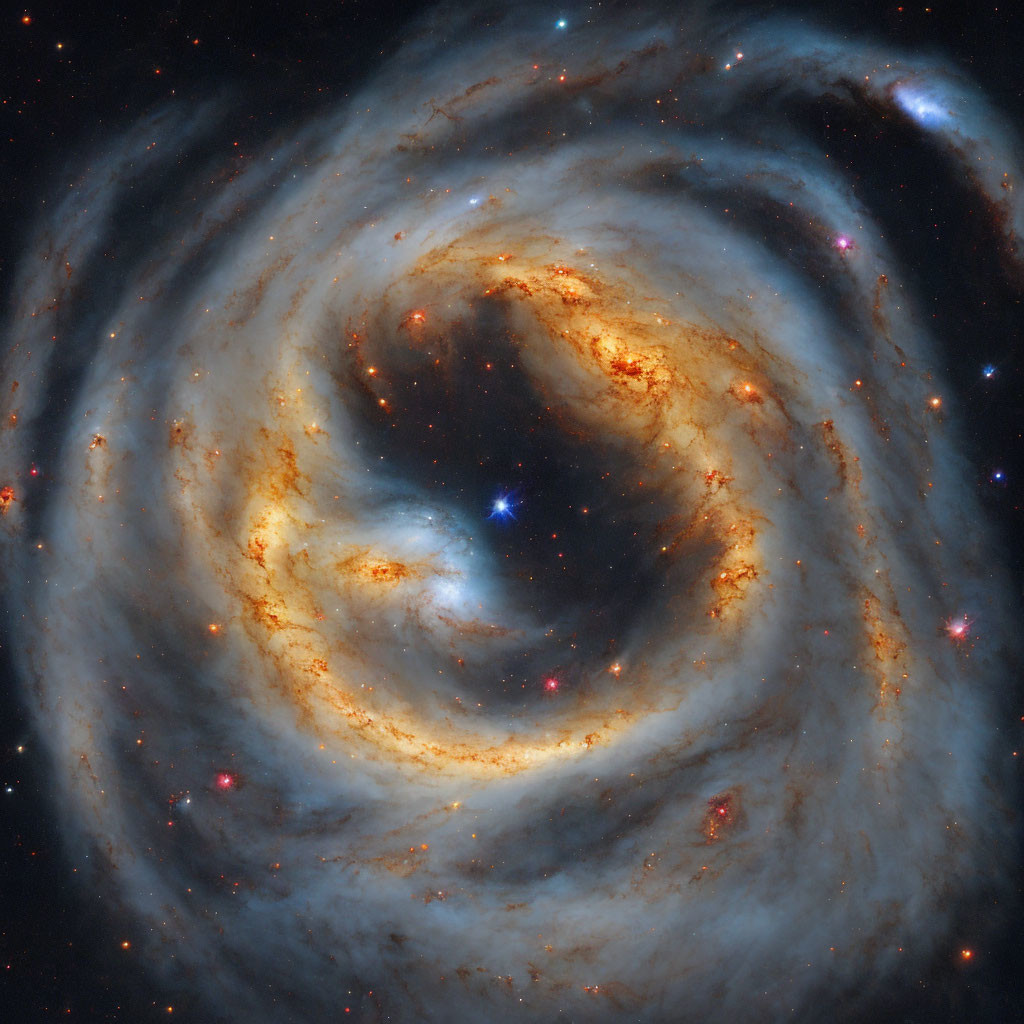 Spiral Galaxy with Swirling Arms and Vibrant Star Clusters