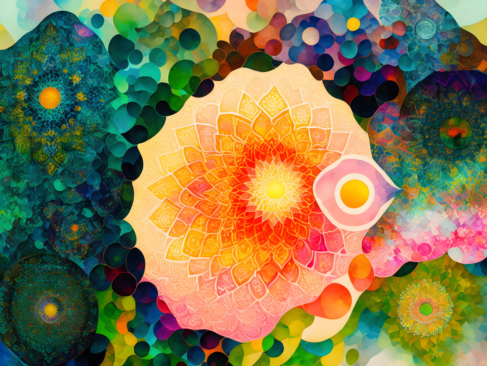 Colorful Mandala Patterns in Vibrant Digital Art