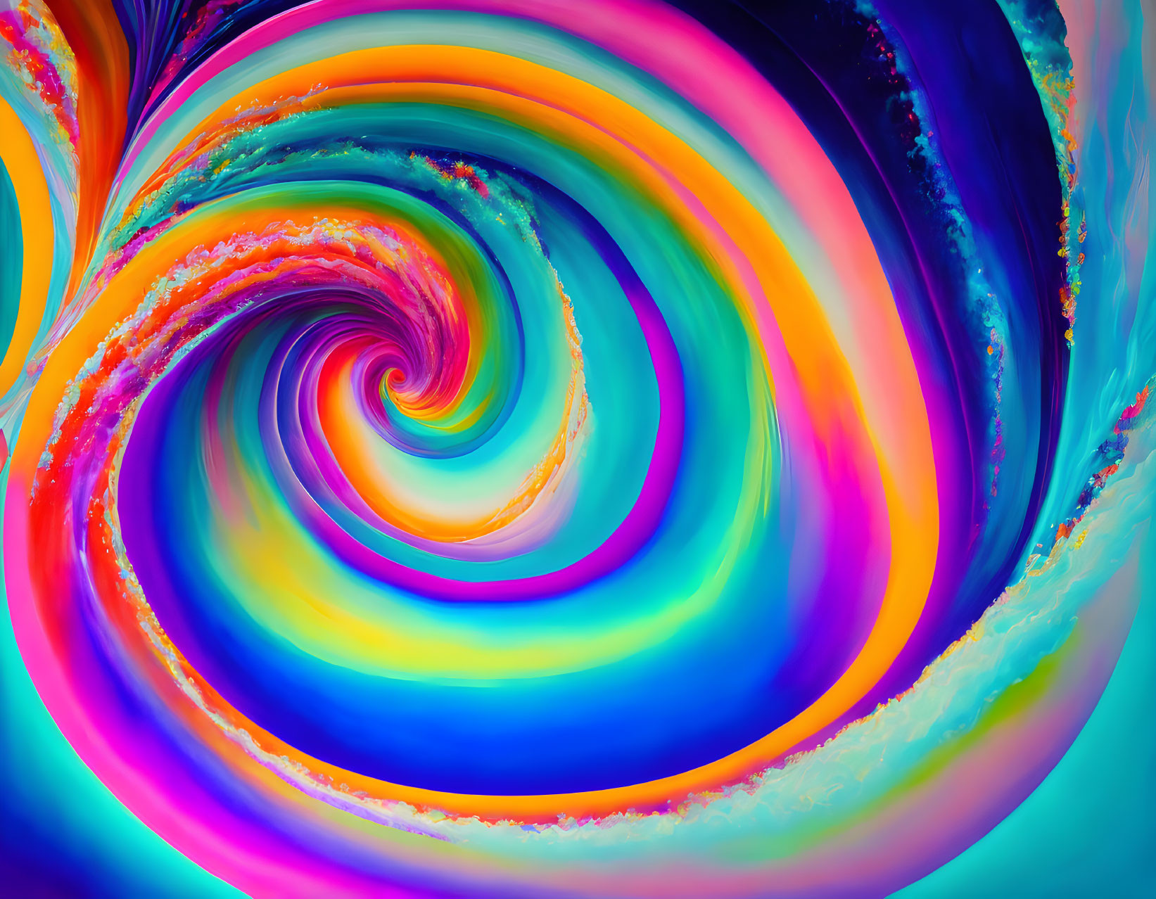 Colorful Abstract Swirl with Dynamic Spiral Pattern in Blues, Pinks, Oranges, and Pur