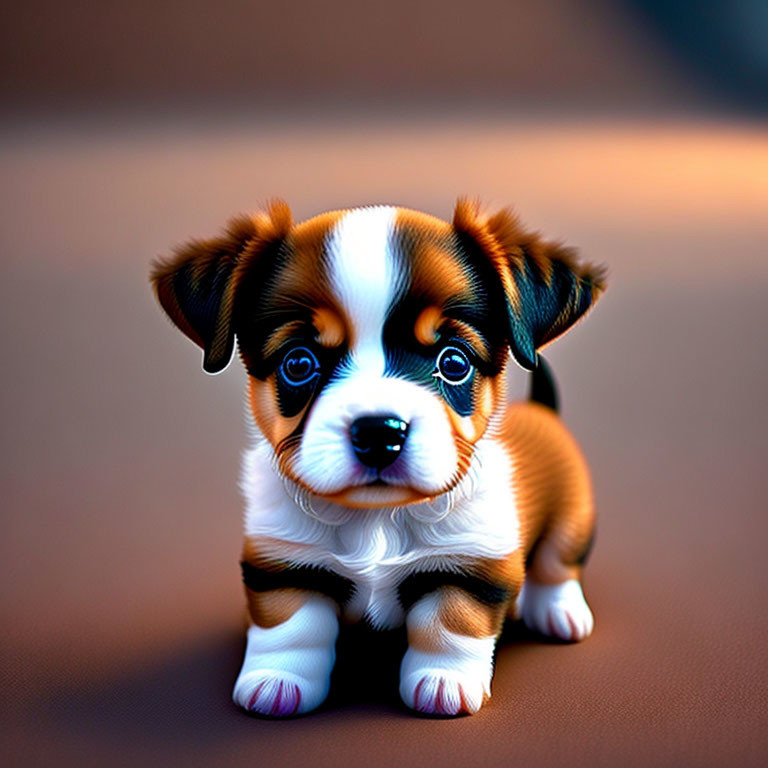 Brown and White Puppy Sitting on Textured Surface