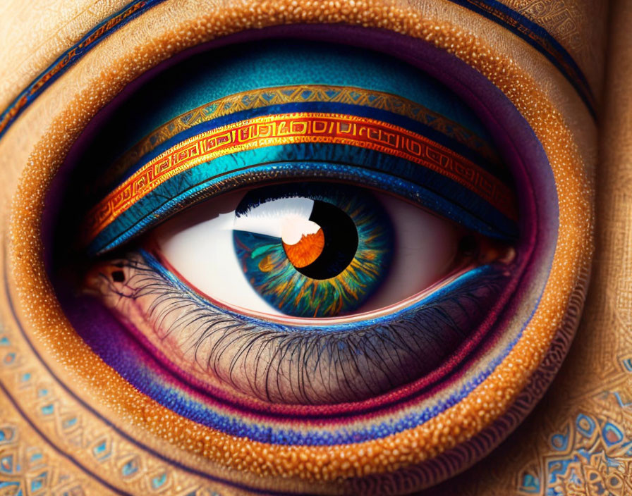 Vibrant digital illustration of stylized human eye in warm tones