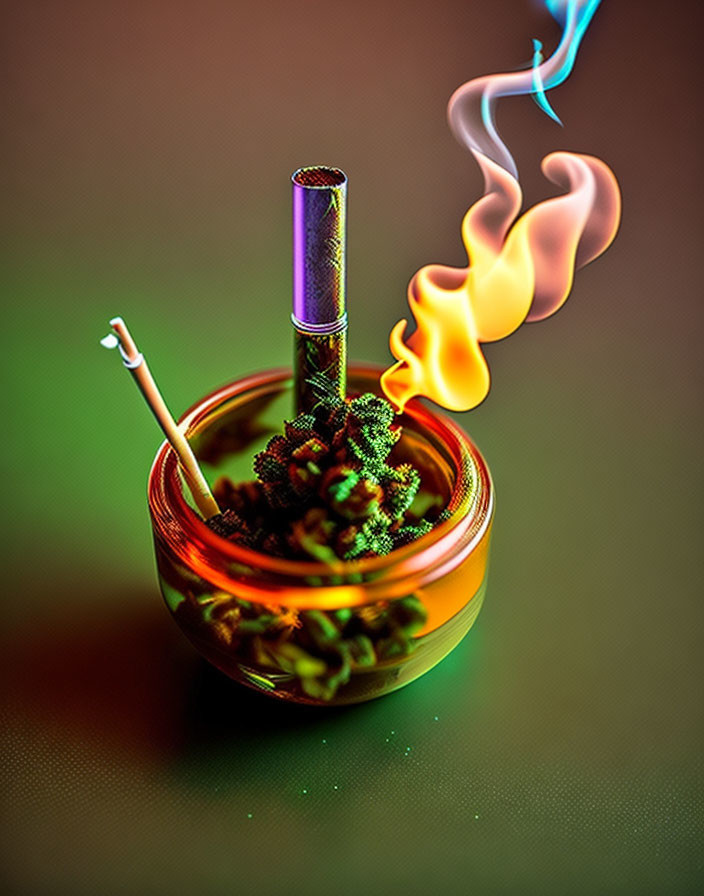 Vibrant Smoking Bong Art on Gradient Background