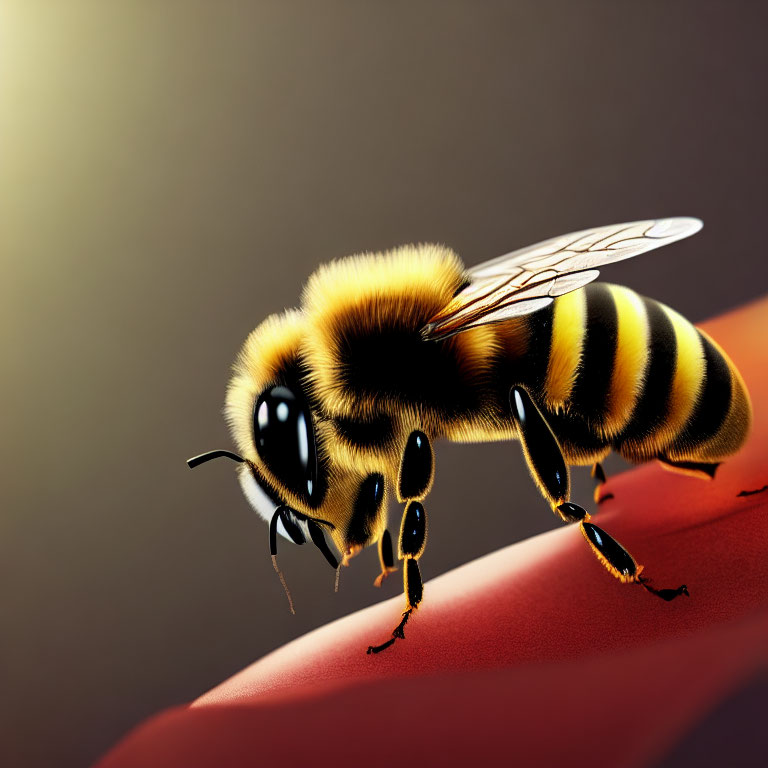 Detailed Digital Illustration of Fuzzy Honeybee on Smooth Surface