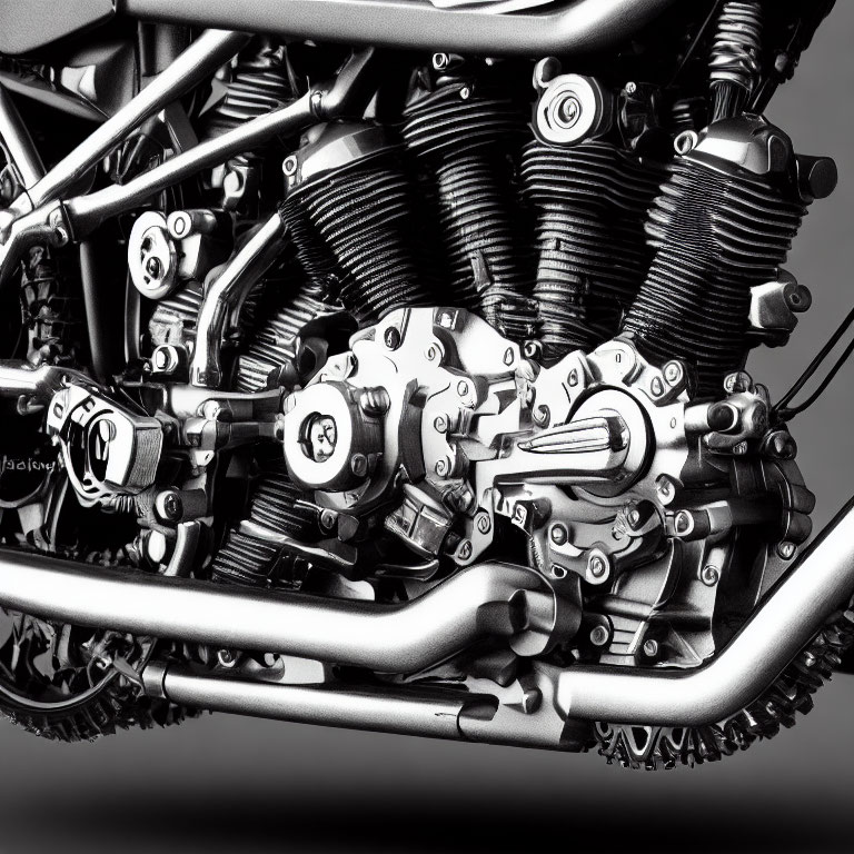 Detailed View of Motorcycle Engine Components