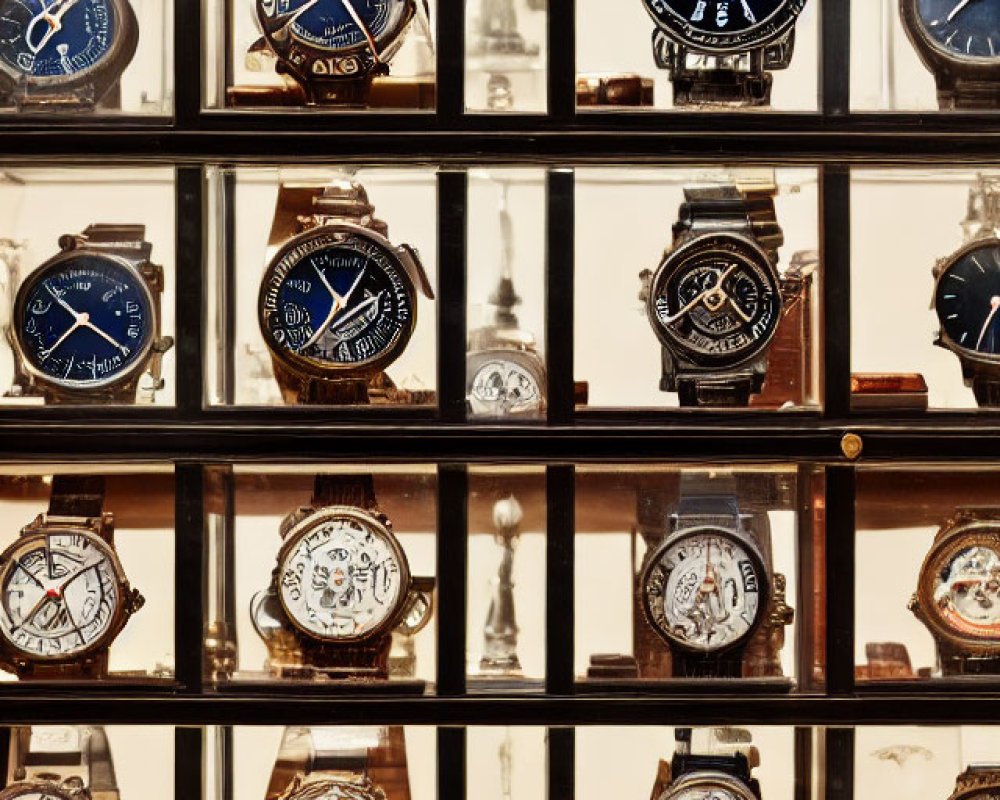 Luxury Watches Collection in Glass Case Display