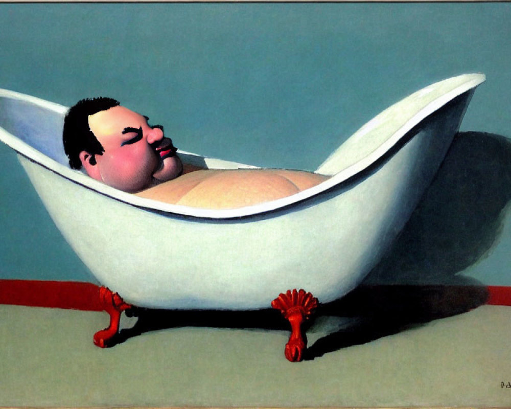 Stylized illustration of person in claw-foot bathtub