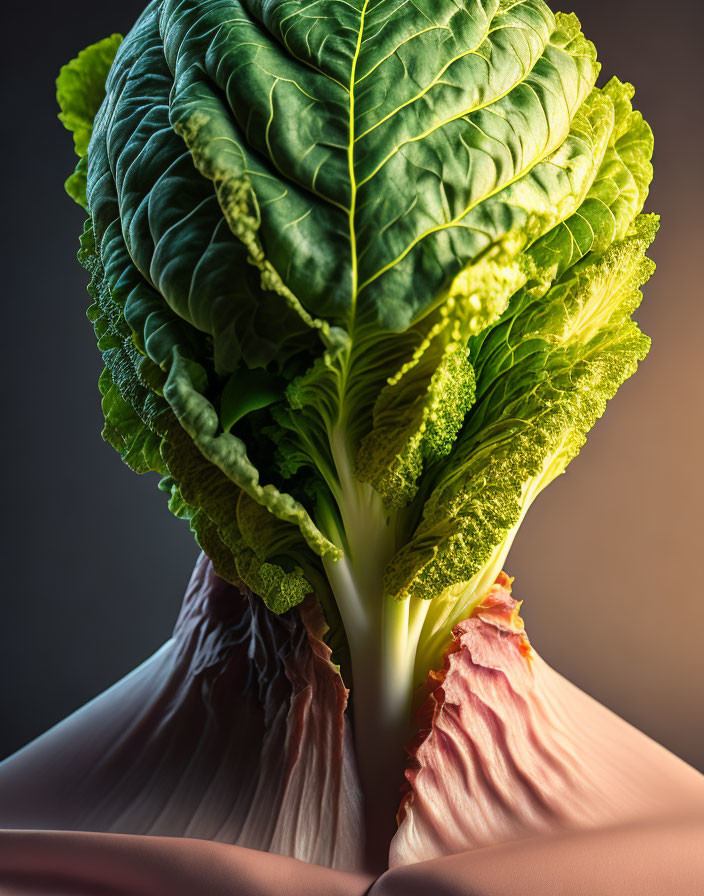 Fresh Green Romaine Lettuce on Gradient Background