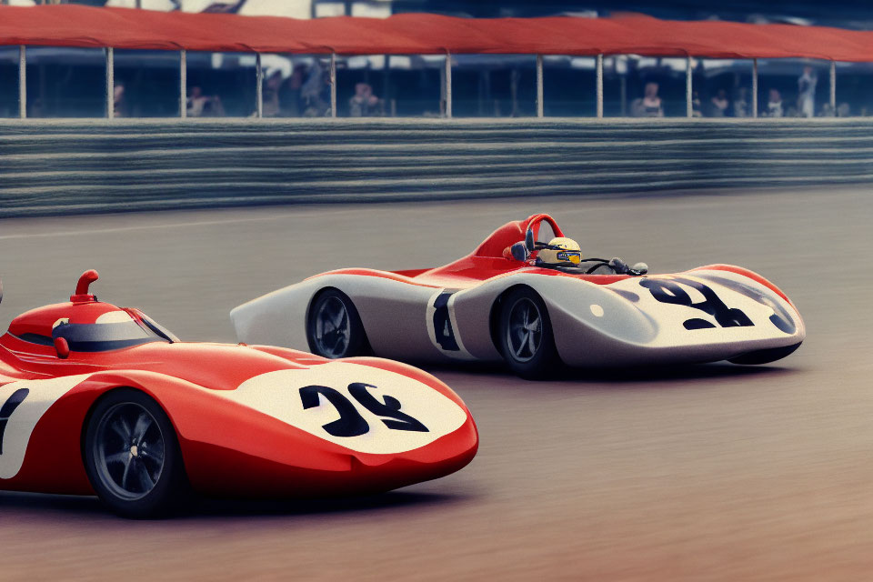 Vintage Racing Cars Numbered 95 and 86 Speeding on Track