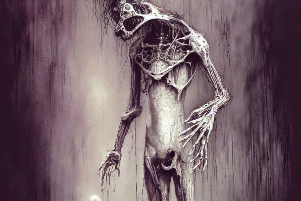 Spooky skeletal creature with elongated limbs and skull-like face.