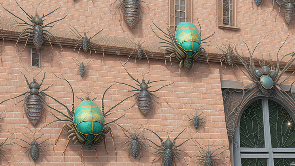 Metallic Bug Sculptures Adorn Building Facade