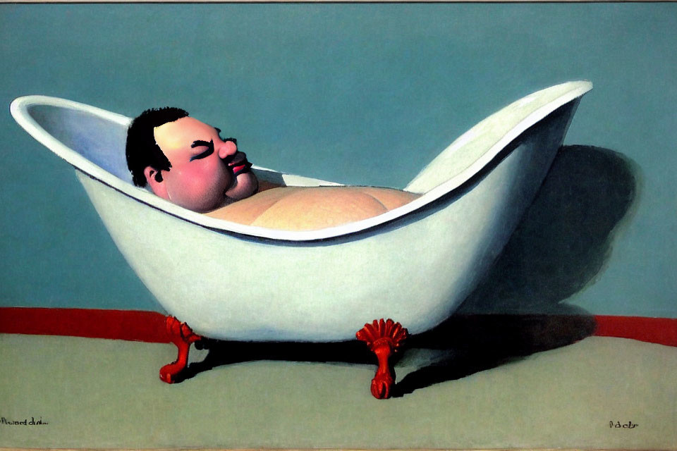 Stylized illustration of person in claw-foot bathtub