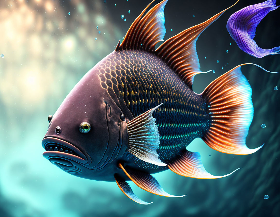 Colorful Fish with Intricate Patterns Swimming Underwater