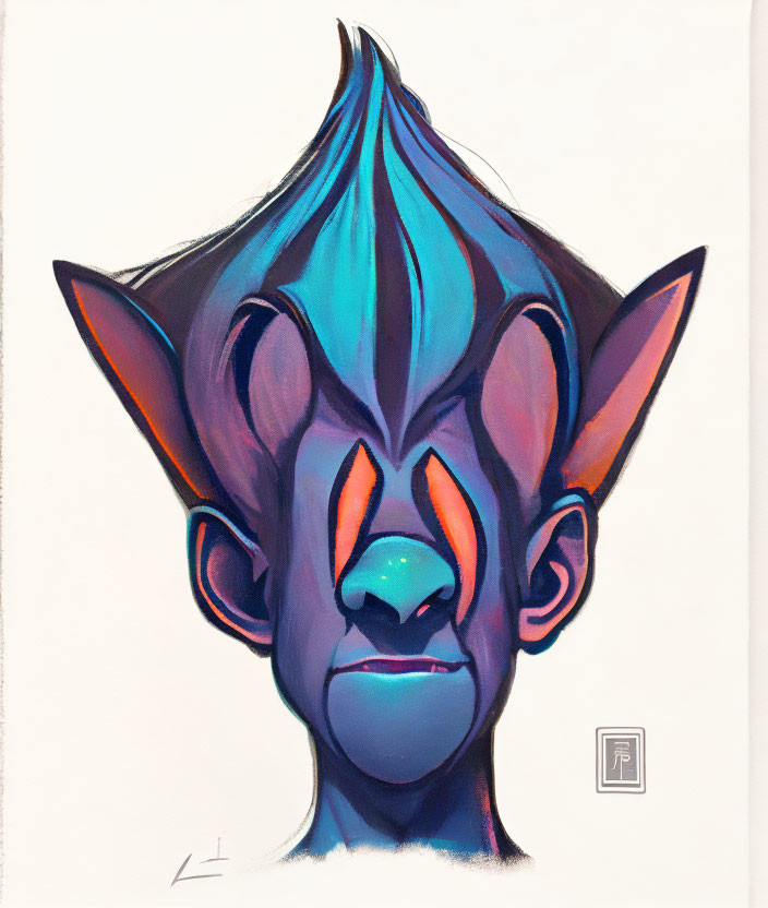 Vibrant stylized character with blue skin and pointed ears.