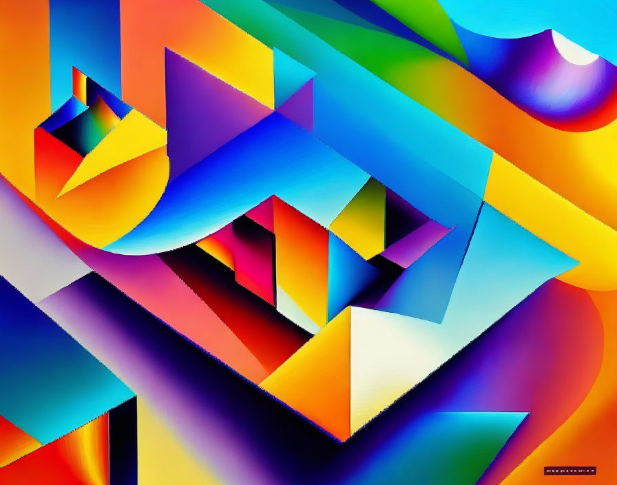 Colorful geometric digital art with overlapping shapes