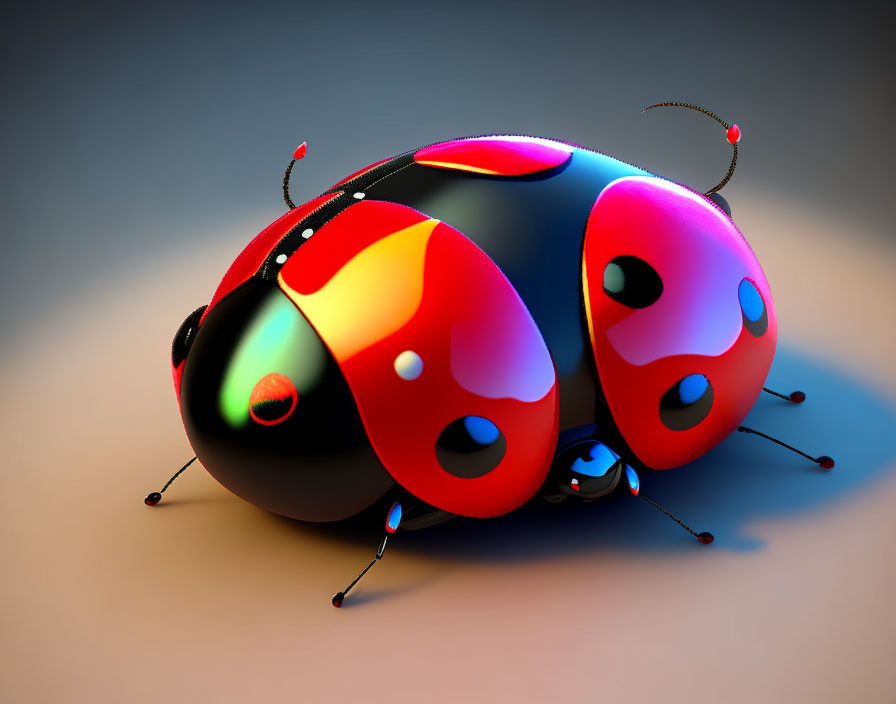 Stylized 3D-rendered ladybug with vivid red spots