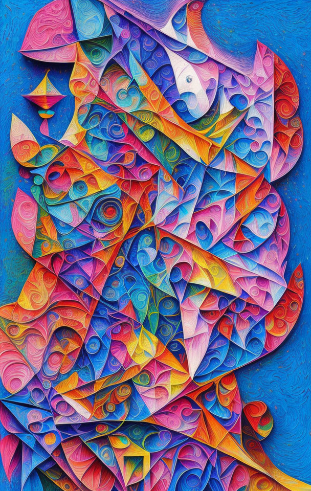 Colorful Abstract Art: Swirling Blue, Red, and Purple Patterns