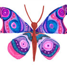 Colorful Butterfly with Intricate Patterns in Blues, Purples, and Pinks