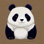 Front-Facing Cute Panda Illustration on Tan Background