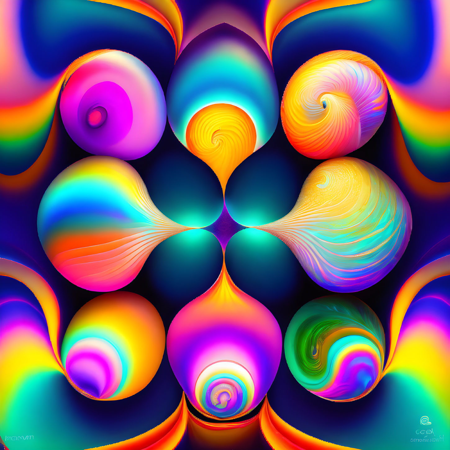 Symmetrical Abstract Patterns in Vibrant Rainbow Colors