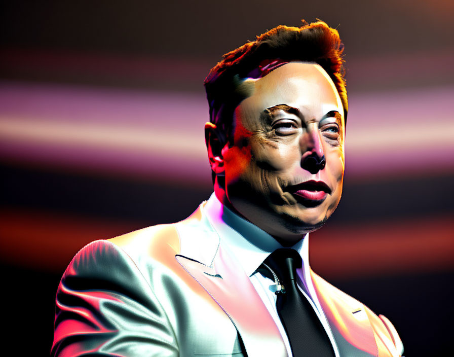 Colorful digital artwork: Man in suit with dramatic lighting, gradient background