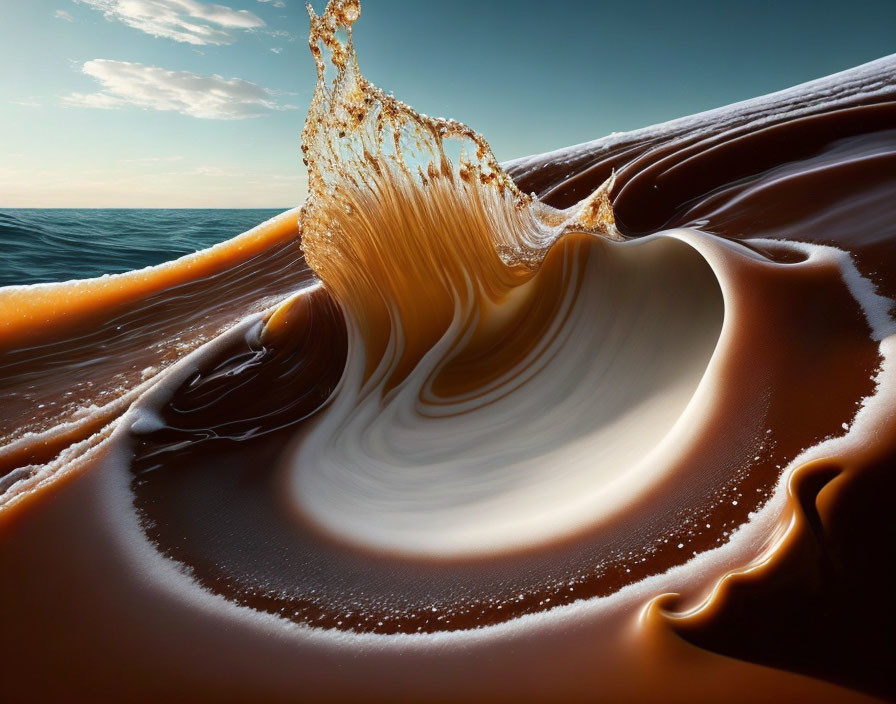 Surreal wave resembling coffee swirls