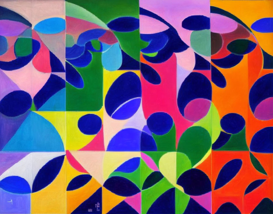 Colorful Abstract Geometric Painting with Overlapping Circles