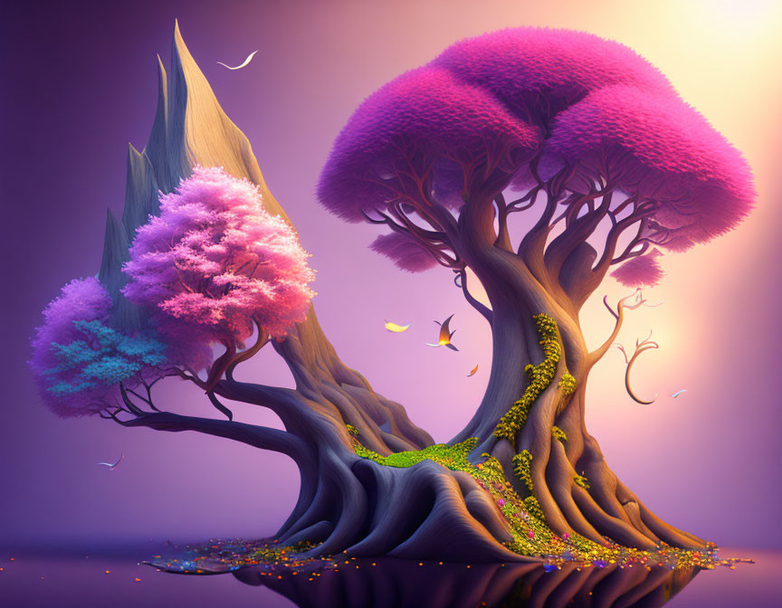 Colorful Whimsical Trees in Fantasy Landscape