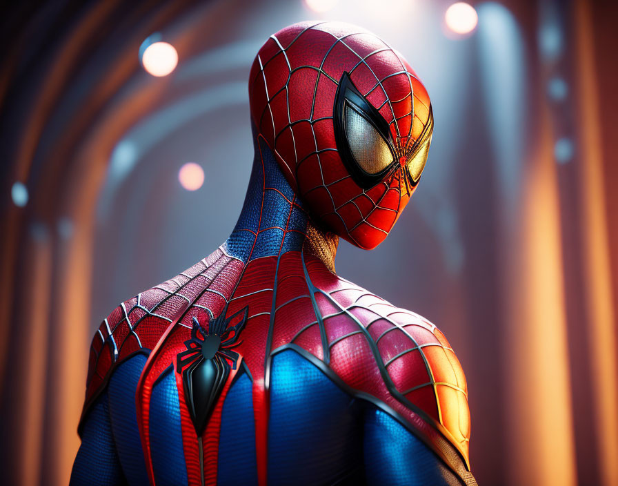 Spider-Man in classic red and blue suit with dramatic background