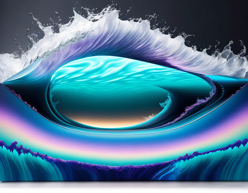 Abstract Ocean Wave Artwork with Vibrant Eye-Like Design