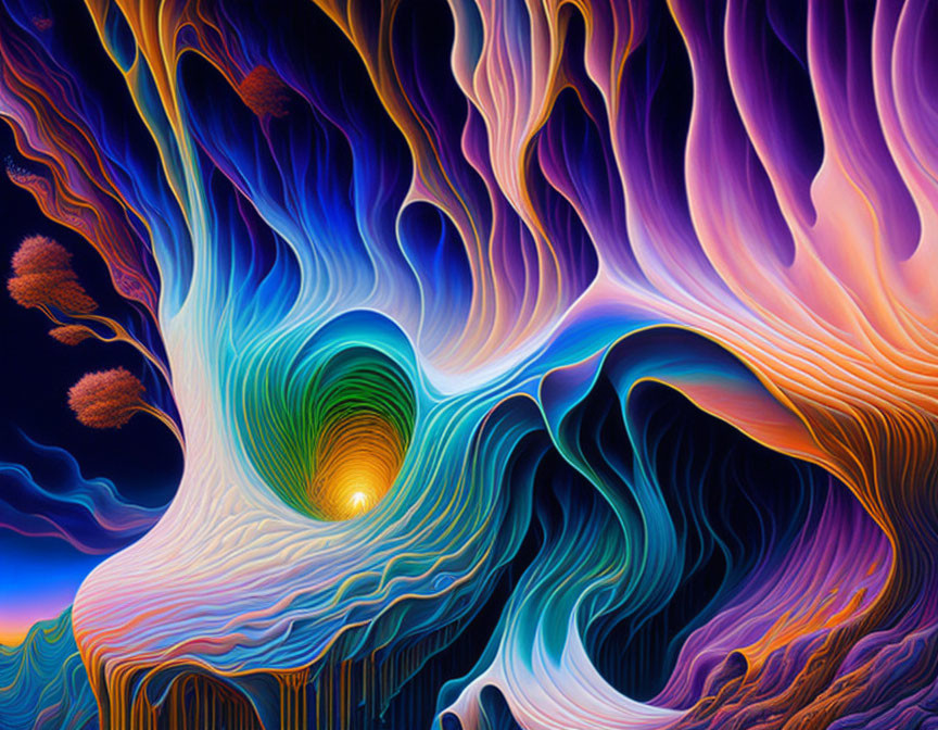 Colorful Psychedelic Artwork with Flowing Lines & Shapes