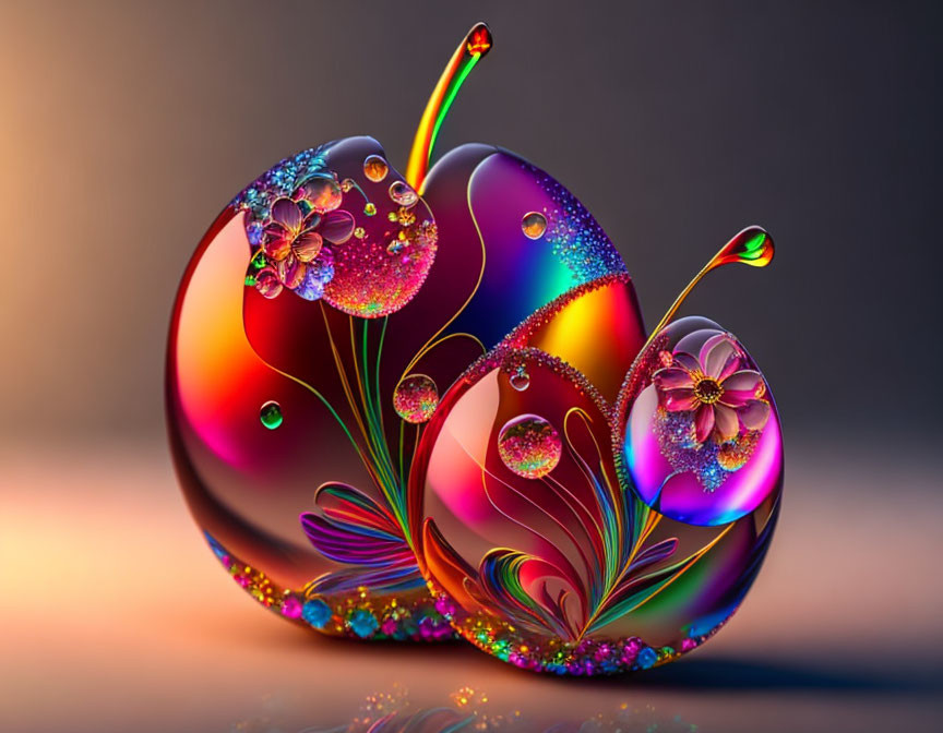 Colorful Glass Spheres with Intricate Patterns and Floral Designs