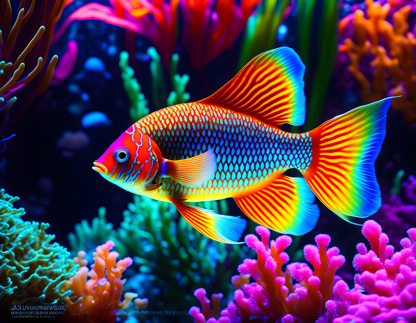 Colorful Tropical Fish and Coral in Underwater Scene