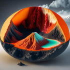 Detailed Cross-Section Illustration of Volcano Eruption