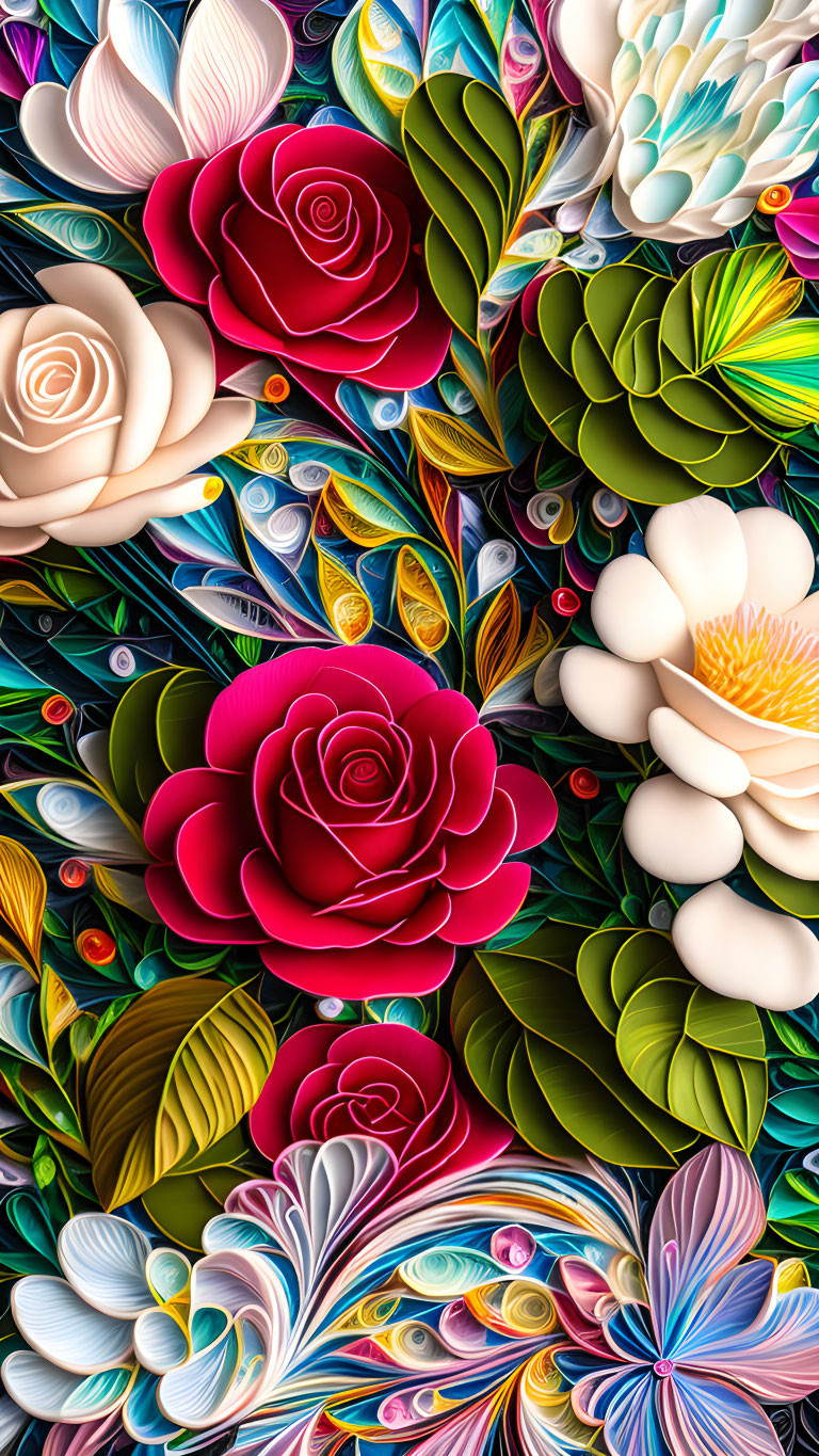 Colorful Paper Art Showcasing Intricate Quilled Flower Designs