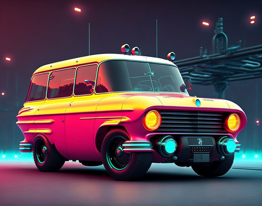 the gaz 24 in cyber punk style