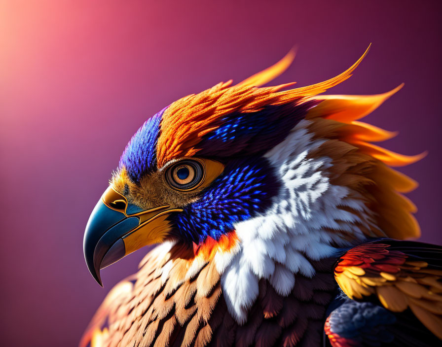 Colorful Stylized Eagle Image with Fiery Orange Background