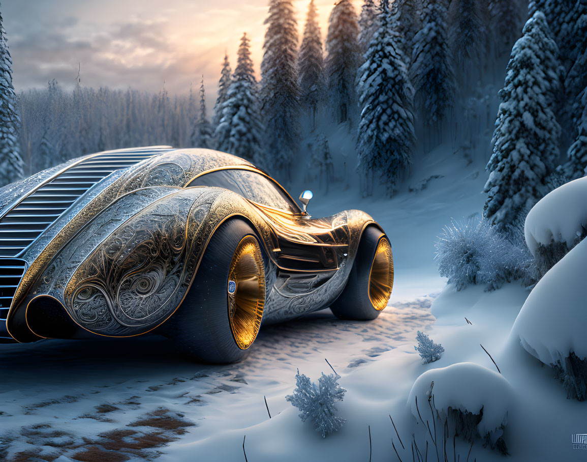 Futuristic car in snow