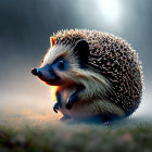 Curious hedgehog captured in natural setting with soft lighting.