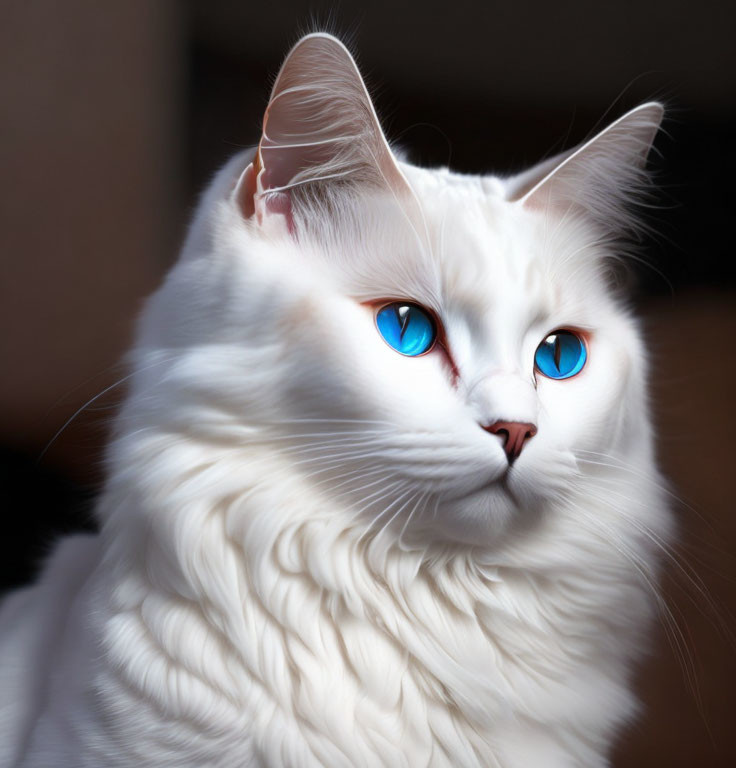 White Cat with Striking Blue Eyes and Soft Fur