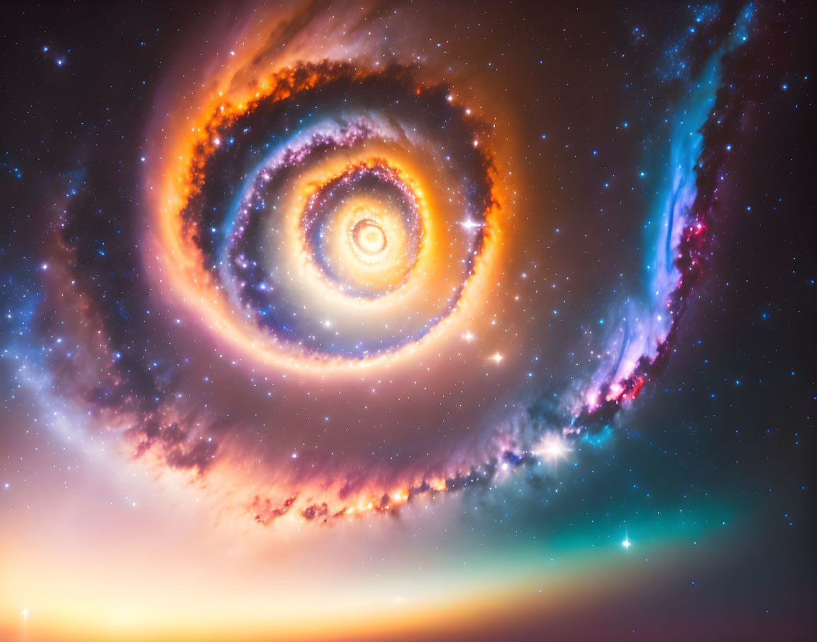 Spiral galaxy with swirling arms and cosmic colors