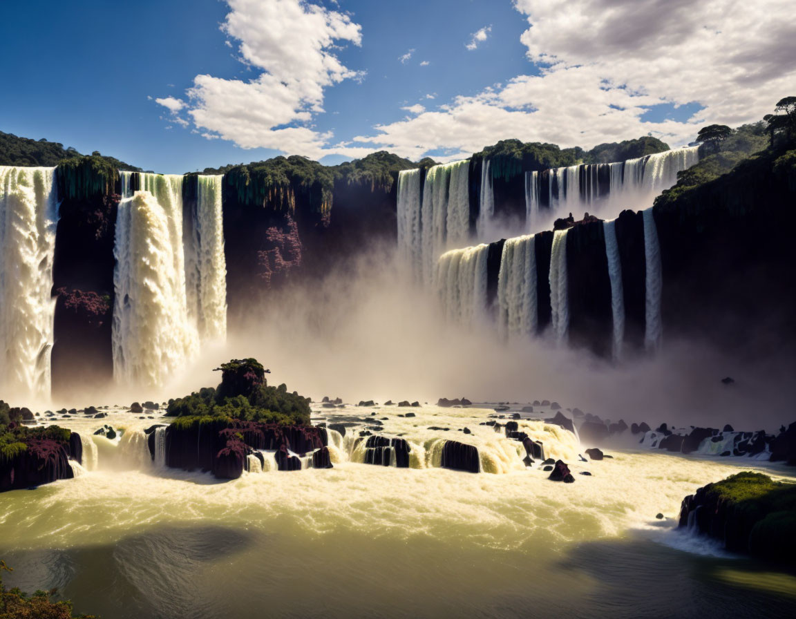 Majestic Waterfalls Cascading Down Rocky Cliffs