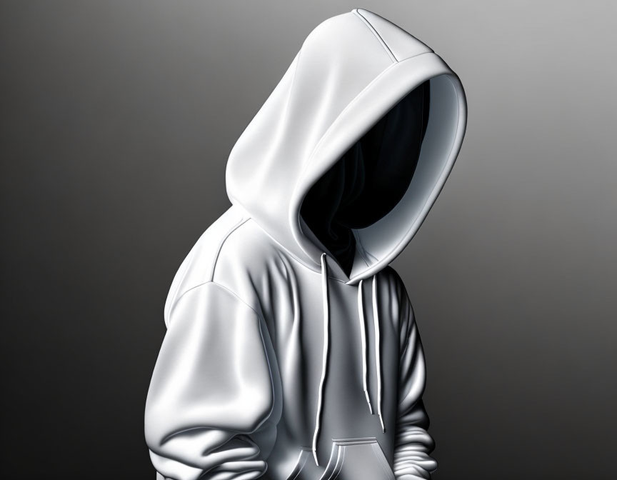 Person in White Hoodie Against Gray Background