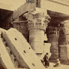 Sepia-Tone Image of People in Cloaks Near Futuristic Dome Buildings