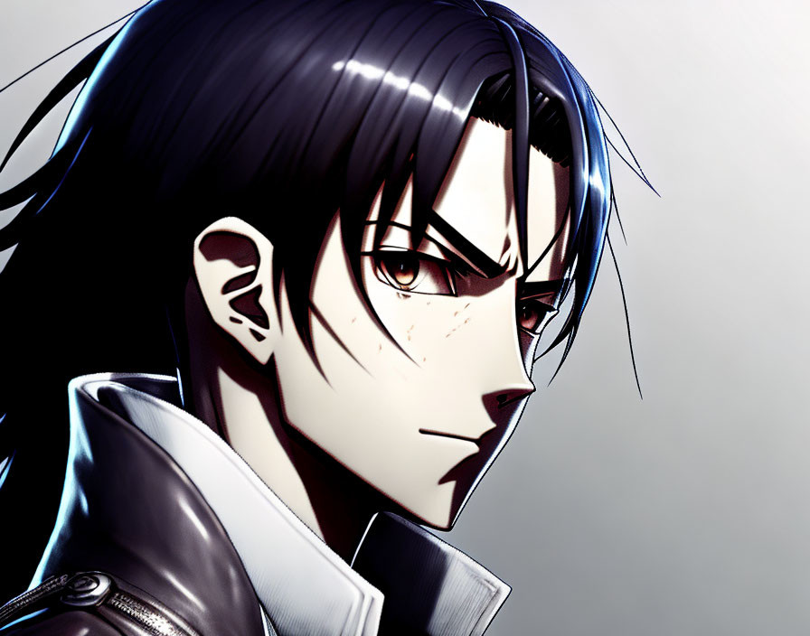 Dark-Haired Anime Male Character with Scar and Determined Look