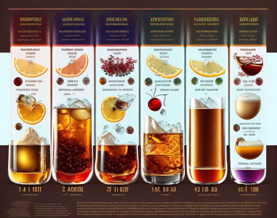 Illustrated Beverage Chart with Ingredients and Descriptions