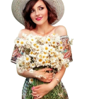 Vintage Attire Woman Holding White Roses Bouquet