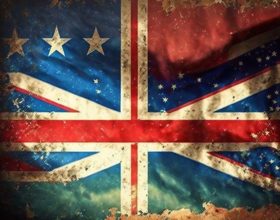 Vintage Australian Flag with Union Jack and Commonwealth Star in Worn Texture